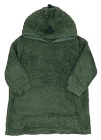 Khaki chlpatá oversize mikina s kapucňou