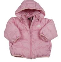 Svetloružová šušťáková zimná bunda s kapucňou Adidas