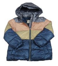 Sivo-ružovo-béžová šušťáková zimná bunda s kapucňou zn. Nutmeg