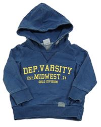 Modrá mikina s nápisom a kapucňou Papagino