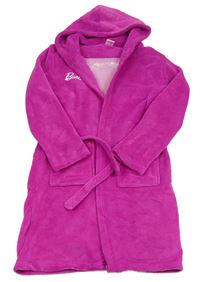 Fuchsiový plyšový župan s Barbie a kapucňou