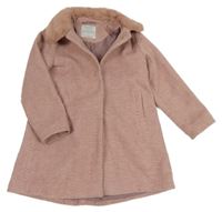 Ružový vzorovaný flaušový podšitý kabát Primark