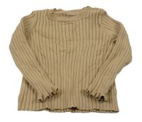 Béžový rebrovaný ľahký sveter
