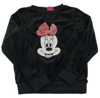 Čierna zamatová mikina s Minnie a mašlou Disney
