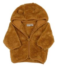 Medová chlupatá propínací mikina s kapucí Ergee