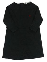 Čierne teplákové šaty s výšivkou