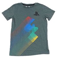 Sivé tričko s potiskem PlayStation Tu