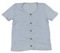Svetlomodré rebrované tričko s gombíky Primark