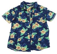 Tmavomodrá košeľa s kvetmi H&M