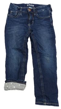 Tmavomodré podšité slim fit rifle H&M