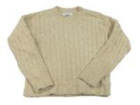 Béžovo-zlatý rebrovaný crop sveter Primark