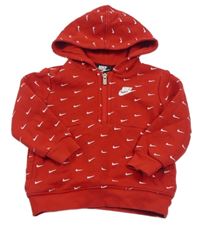 Červená mikina s logy a kapucí Nike