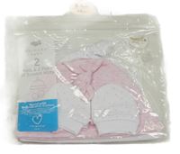 Nové - 4set - Bílá čepice + růžová čepice + bílé rukavice + růžové rukavice Primark