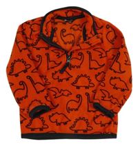 Červeno-čierna fleecová mikina s dinosaurami George