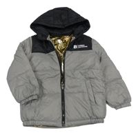 Šedo-černá šusťáková zimní bunda s kapucí Urban