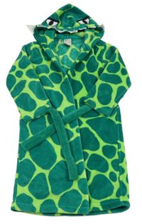 Zeleno-světlezelený vzorovaný chlupatý župan s páskem - had H&M