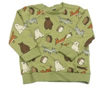 Khaki mikina so zvieratkami Topolino