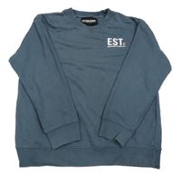 Tmavomodrošedá mikina s nápisom Established