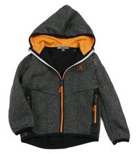 Sivo-čierna melírovaná športová prepínaci mikina s kapucňou TQF