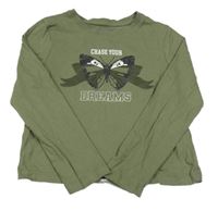 Khaki tričko s motýlom Primark