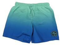 Modro-zelené ombré plážové kraťasy