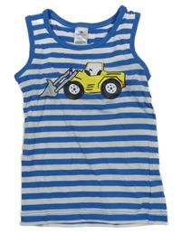 Modro-biele pruhované tielko s bágrom Topomini