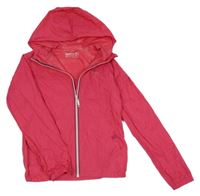 Žiarivě ružová šušťáková športová nepromokavá bunda s kapucňou