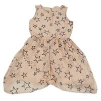 Broskvové šifónové šaty s hviezdičkami H&M