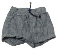 Tmavomodro-biele vzorované plátenné kraťasy H&M