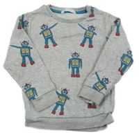 Sivá melírovaná mikina s robotmi M&S
