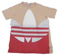 Broskvové tričko s logem Adidas