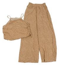 2set - Béžový kvietkovany crop top + palazzo nohavice H&M