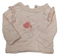 Svetloružová mikina so srdiečkami a volánikmi Mothercare