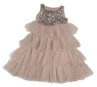 Světlerůžové vrstvené tylové šaty s flitry H&M
