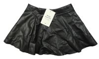 Nové - Čierna koženková kolová sukňa H&M
