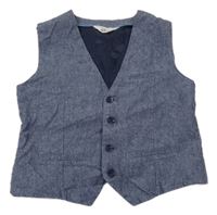 Tmavomodro-bílá melírovaná plátěná společenská vesta H&M
