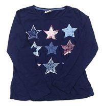Tmavomodré melírované tričko s hviezdičkami YIGGA