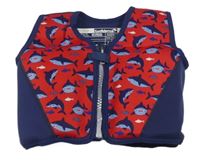 Červemo-tmavomodrá plovací vest so žralokmi Jojo Maman Bébé