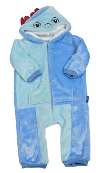 Modro-svetlomodrá plyšová kombinéza s kapucí - IGGLE PIGGLE