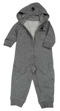 Šedá melírovaná tepláková kombinéza s nápisem a kapucí Canadiana