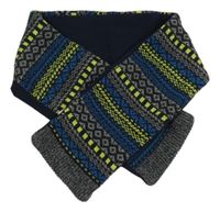 Šedo-modro-žlutá vzorovaná pletená podšitá šála George