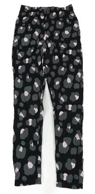 Černo-tmavošedo-světlerůžové vzorované legíny Matalan