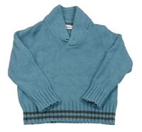 Modrý melírovaný sveter s pruhmi impidimpi