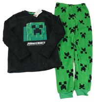 Nové - čierno-zelené plyšové pyžama s Minecraft PRIMARK