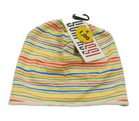Nové - smetanovo-barevná pruhovaná čepice