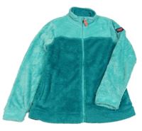 Modrozeleno-svetlotyrkysová á chlpatá funkčná bunda s nášivkou crivit