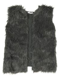 Tmavošedá pletená vesta/cardigan s melírovanou kožešinou PRIMARK