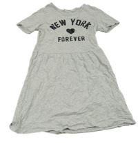 Sivé melírované šaty so trblietavymi nápisy a srdiečkom H&M