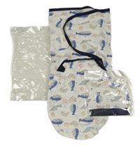 Nové - 2Set - Bílo-tmavomodrá zavinovačka s mořskými živočichy + čepice 