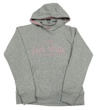 Sivá melírovaná mikina s logom a vreckom a kapucňou Jack Wills
